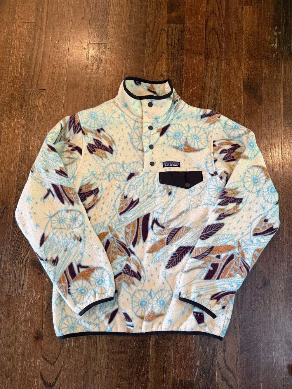 Patagonia Synchilla Snap-T Pullover Size S Harvest Moon Owl Fleece